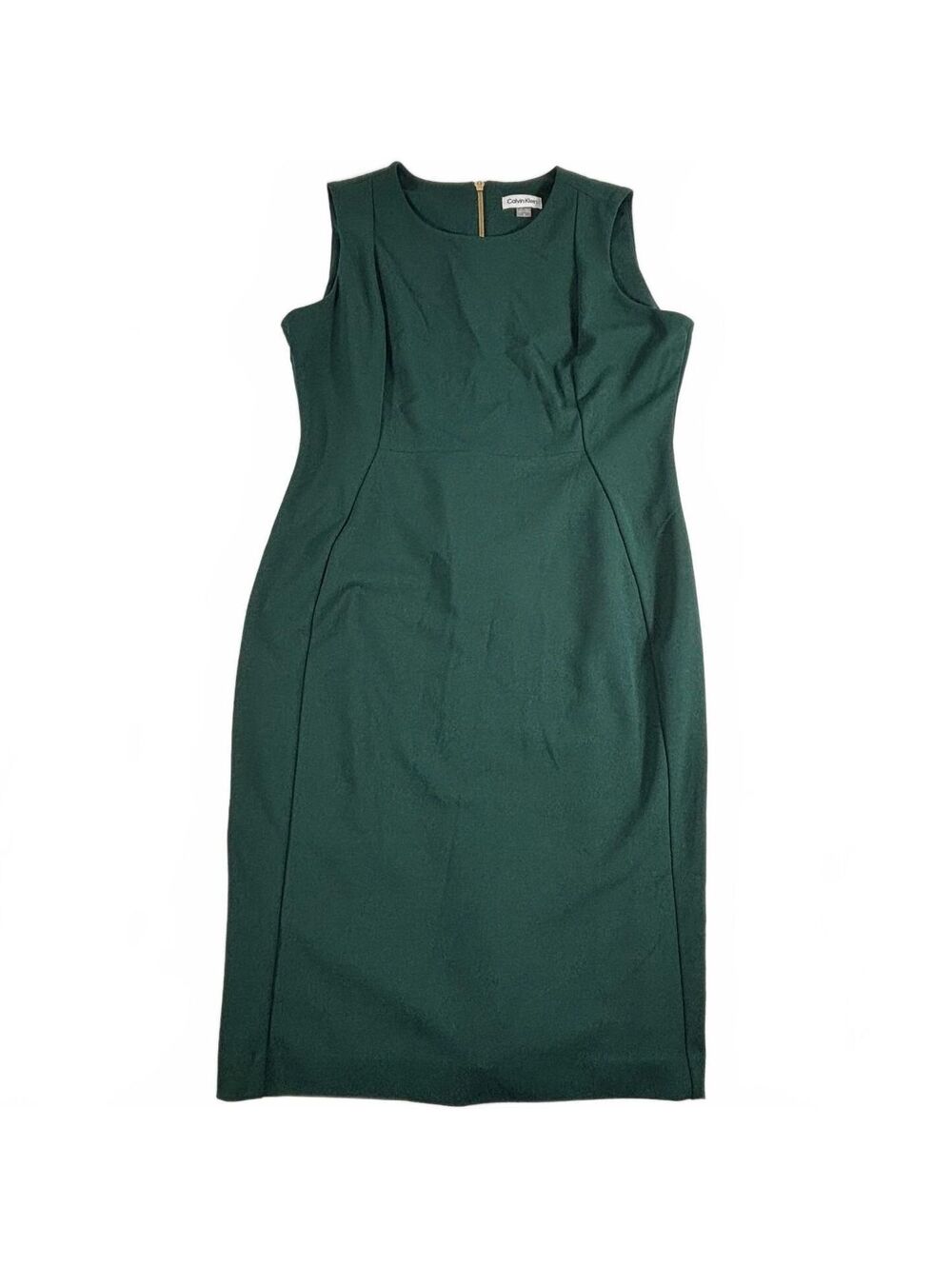 Calvin Klein Women's Forest Green Sleeveless Sheath Dress 14